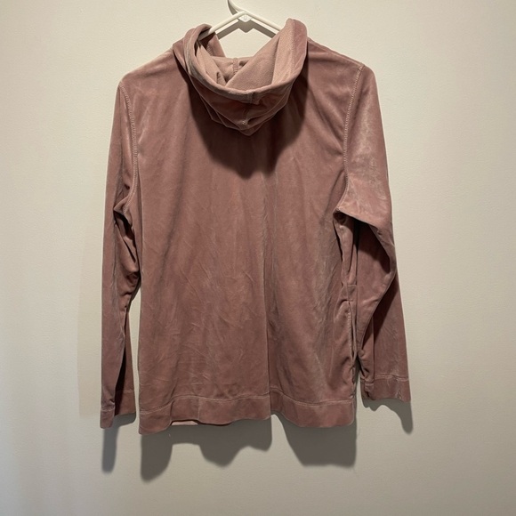 HUE Velour Zip-Up Hoodie Mauve Pink Size Medium - Picture 2 of 4